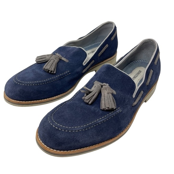 Johnston & Murphy Men’s Size 9 Blue Suede Slip On Tassels Flat Loafers Ellington - Picture 1 of 9